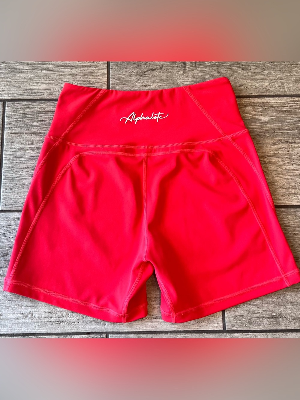 Alphalete Pulse Surge Seamless Shorts 4 Inch Inseam Size Small Red - Picture 3 of 7